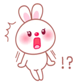 😧 !?  rabbit, bunny, cartoon, cute, question, exclamation whatsapp sticker