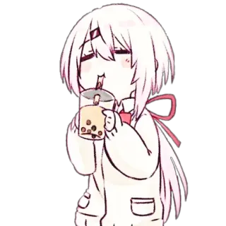 🦋 Anime, Lucu, Gadis, Bubble Tea, Kawaii, Minuman telegram sticker