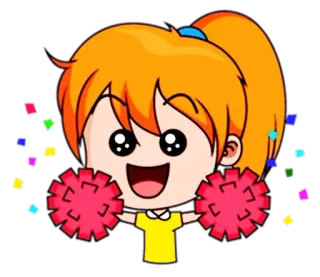 💃 Cheerleader, Pompon, Ragazza, Cartone animato, Celebrazione, Carino telegram sticker
