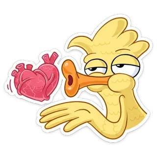 ❤ Desenho animado, Coração, Amor, Engraçado, Fofo, Pássaro, Soprando, Adesivo telegram sticker