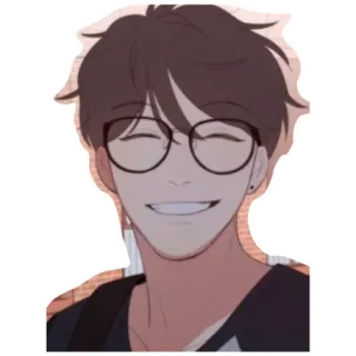 😁 anime, kartun, pria, kacamata, tersenyum, potret telegram sticker