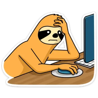 😰 bicho-preguiça, computador, frustração, desenho animado, animal, meme, arte digital whatsapp sticker