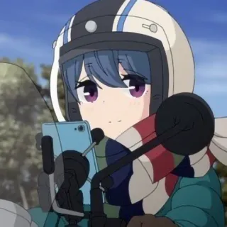 😊 Rin Shima Laid-Back Camp Anime, Garota, Moto, Capacete, Yuru Camp, Rin Shima telegram sticker