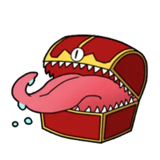👅 treasure chest, monster, mimic, tongue, teeth telegram sticker