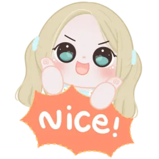 🍬 NICE! lindo, sticker, chibi, agradable, positivo, aprobación, dibujo animado telegram sticker