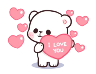 😘 I LOVE YOU urso, coração, amor, fofo, desenho animado, afeição telegram sticker