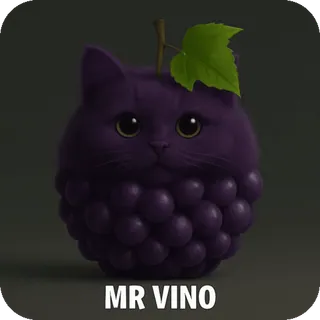 🍇 MR VINO แมว, องุ่น, ไวน์, น่ารัก, สัตว์, ตลก, ผลไม้ whatsapp sticker
