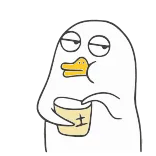 🤮 pato, lindo, animal, dibujo animado, bebida, perezoso whatsapp sticker