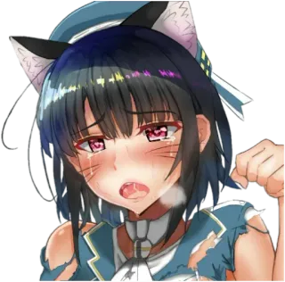 🍦 Anime, Fille, Oreilles de chat, Pleurs, Larmoyant telegram sticker