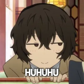 😏 HUHUHU Animé, Dessin animé, Expression, Sourire narquois, Malicieux telegram sticker