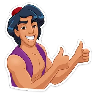 👍 Aladdin การ์ตูน, ดิสนีย์, อะลาดิน, ยกนิ้วโป้ง telegram sticker