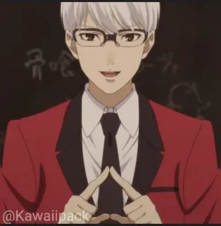 🥢 anime, male, glasses, red suit telegram sticker