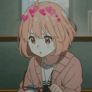 🖤 Anime, Dziewczyna, Serca, Urocze, Kreskówka telegram sticker