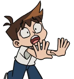 😱 Dibujo animado, Asustado, Niño, Impactado, Sorprendido telegram sticker