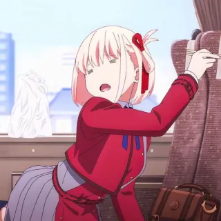 😣 Chisato Nishikigi Lycoris Recoil Anime, Ragazza, Lycoris Recoil, Chisato Nishikigi, Carina, Treno telegram sticker