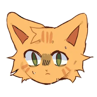 😦 кот, стикер, оранжевый, мультфильм, животное telegram sticker