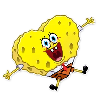 ❤️ Spongebob สพันจ์บ็อบ, การ์ตูน, หัวใจ, ตัวละคร, สีเหลือง telegram sticker