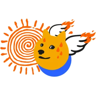 🐕 Doge, หมา, มีม, พระอาทิตย์, ปีก, บิน telegram sticker