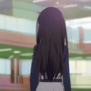 ๐ก anime, girl, back view, school uniform, long hair telegram sticker