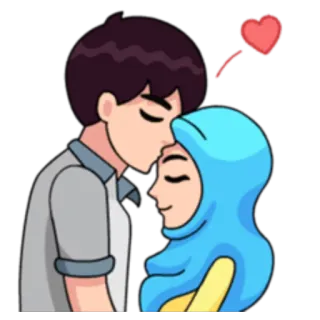 😘 love, couple, romantic, affection, muslim, hijab telegram sticker