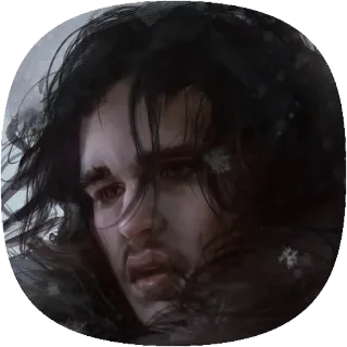 ☺️ Jon Snow Game of Thrones Jon Snow, Game of Thrones, Fantasi, Musim Dingin, Potret telegram sticker