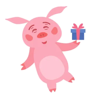 😍 cochon, cadeau, animal, mignon, dessin animé, rose, fête whatsapp sticker
