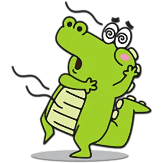 😲 cartoon, crocodile, animal, green, dizzy, funny telegram sticker