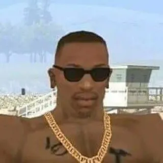 🤨 CJ Grand Theft Auto: San Andreas CJ, Grand Theft Auto, San Andreas, video game, character, beach telegram sticker