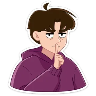 🤫 การ์ตูน, ชู่ว, ความเงียบ, ความลับ, เด็กผู้ชาย, นิ้ว, เงียบ, สงบ telegram sticker