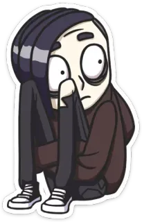 😥 emo, triste, cartone animato, personaggio, illustrazione, teen whatsapp sticker
