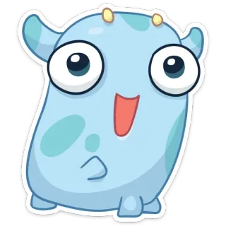 😮 mostro, carino, cartone animato, blu, adesivo, animale, personaggio whatsapp sticker