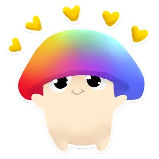 💛 nấm, cầu vồng, dễ thương, trái tim, kawaii telegram sticker