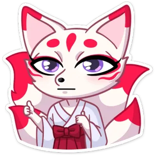 👍 cáo, sticker, kitsune, anime, dễ thương, ngón tay cái whatsapp sticker