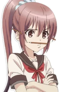 🤔 gadis anime, pensil, seragam sekolah, marah, imut telegram sticker