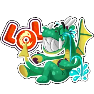 😆 LOL dragão, rindo, lol, desenho animado, adesivo, dragão verde telegram sticker