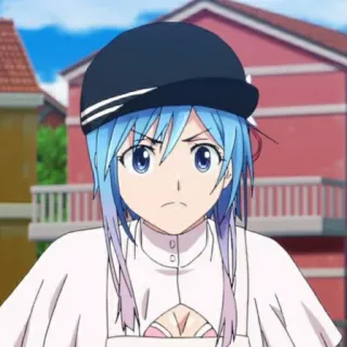 ☹️ anime, character, blue hair, hat, woman telegram sticker