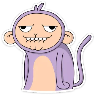 😐 monyet, kartun, lucu, kera, hewan, ungu whatsapp sticker