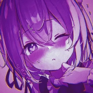 💓 动漫, 卡哇伊, 漫画, 女孩, 可爱, 紫色, 眨眼, 卡通 telegram sticker