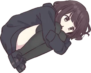 😕 Anime, Kreskówka, Dziewczyna, Siedząca, Słodkie, Kawaii telegram sticker