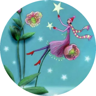 ⭐ Blume, Mädchen, Sterne, Illustration, skurril, Kunst, Zeichnung telegram sticker