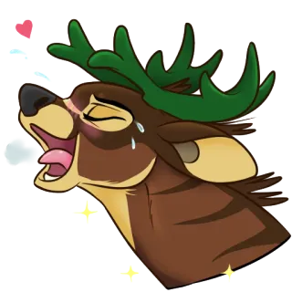 💖 олень, плачущий, мультфильм, рога, животное, эмоция telegram sticker