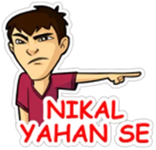 😯 Nikal Yahan Se arrabbiato, che indica, cartone animato, uomo, nikal, yahan, se, hindi telegram sticker
