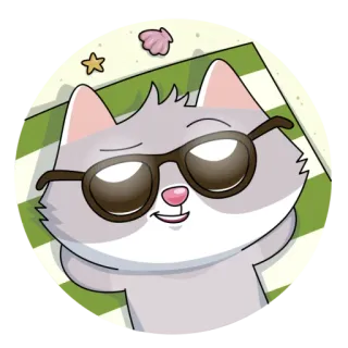 😎 chat, lunettes de soleil, plage, été, animal, dessin animé telegram sticker