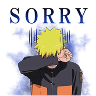 ☹️ Naruto SORRY anime, sorry, apology, cartoon, emotional, sad telegram sticker
