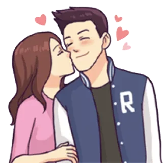 💋 koppel, romantiek, liefde, kus, genegenheid, cartoon telegram sticker