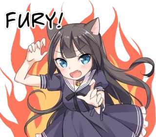 😡 FURY! Anime, Katzenmädchen, Furry, Wütend, Flammen telegram sticker