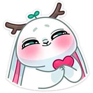 ❤️ adesivo, desenho animado, fofo, coração, amor, coelho telegram sticker