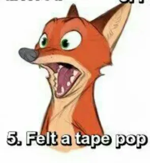 😱 5. Felt a tape pop fox, cartoon, funny, meme telegram sticker