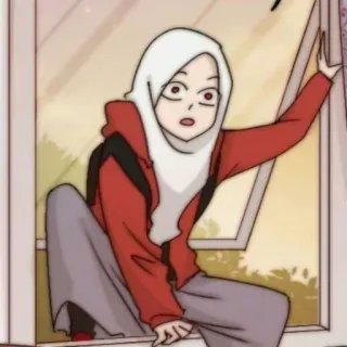 📚 Anime, Manga, Hiyab, Adolescente, Escuela, Chica, Ventana telegram sticker