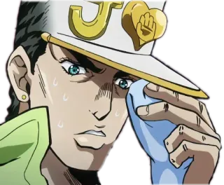 😰 Jotaro Kujo JoJo's Bizarre Adventure Anime, Manga, Jotaro, JoJo's Bizarre Adventure, Transpiration, Inquiet whatsapp sticker
